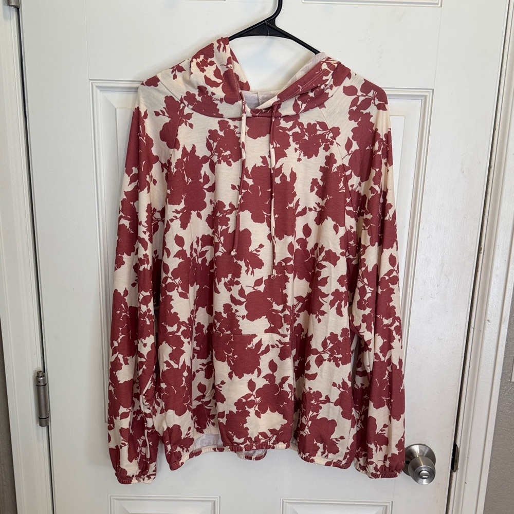 HEIMISH USA Red and Cream Floral Hoodie